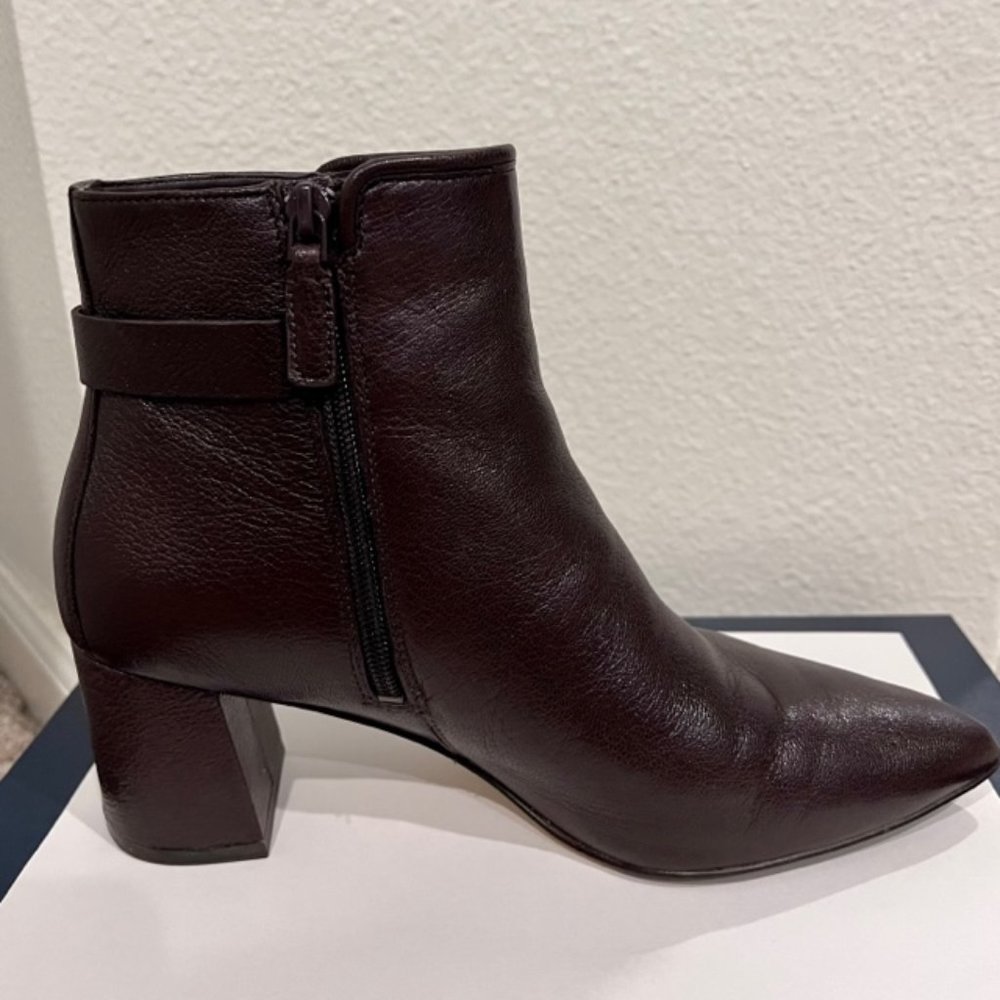 Cole Haan booties, size 9.5, brown with gold buckle